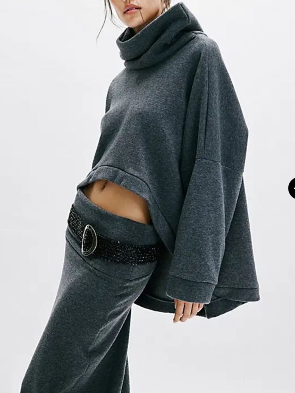 Free People Oversized Midi Skirt Set in Charcoal Gray